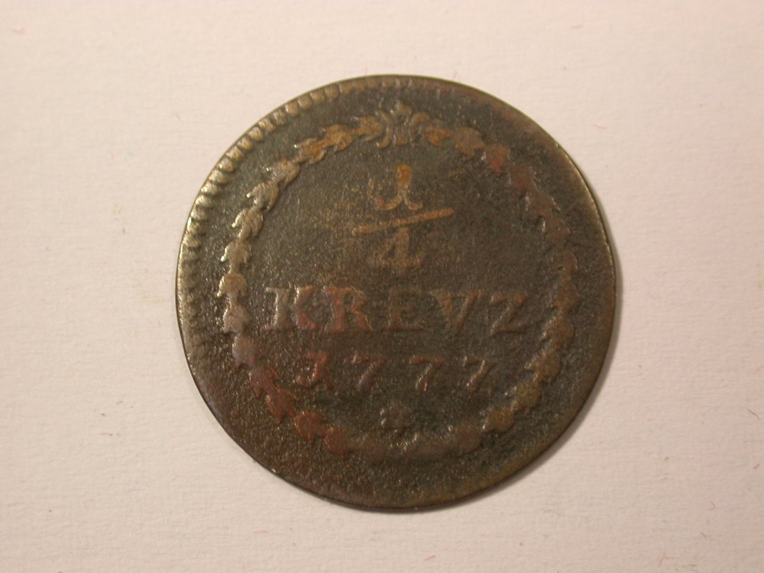 H10 Pfalz Sulzbach 1/4 Kreuzer 1777 in f.s Originalbilder