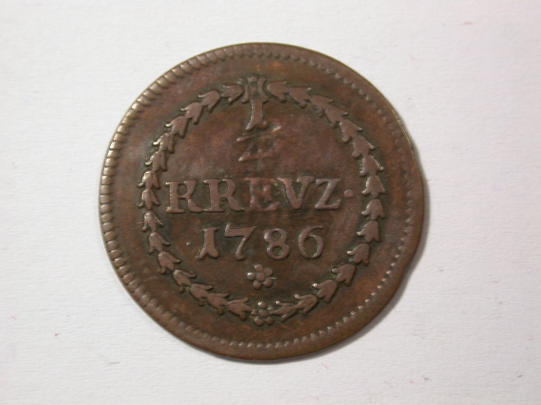  H10  Pfalz Sulzbach  1/4 Kreuzer 1786 Druckstelle sonst f.ss   Originalbilder   