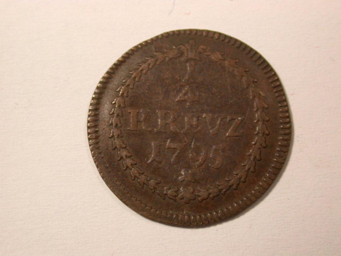 H10 Pfalz Sulzbach 1/4 Kreuzer 1795 in f.ss R ! Originalbilder