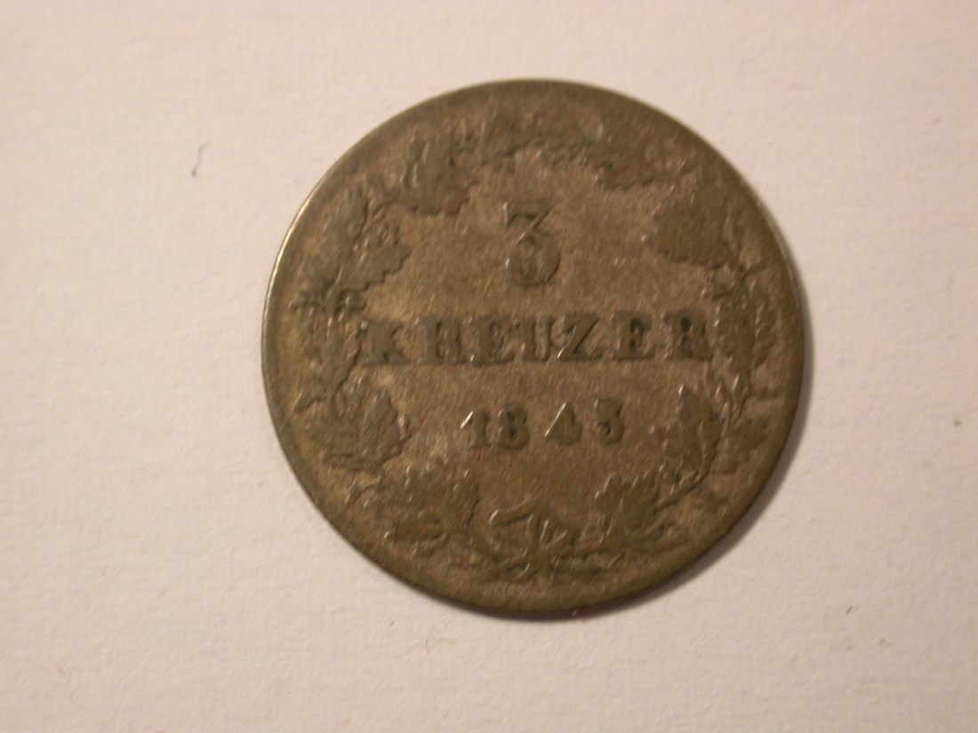  H10  Nassau  3 Kreuzer  1845 in f.ss   Originalbilder   