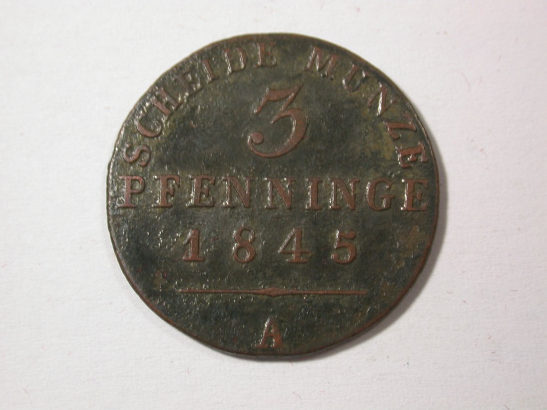 H10 Preussen 3 Pfennig 1845 A in s/s-ss Originalbilder