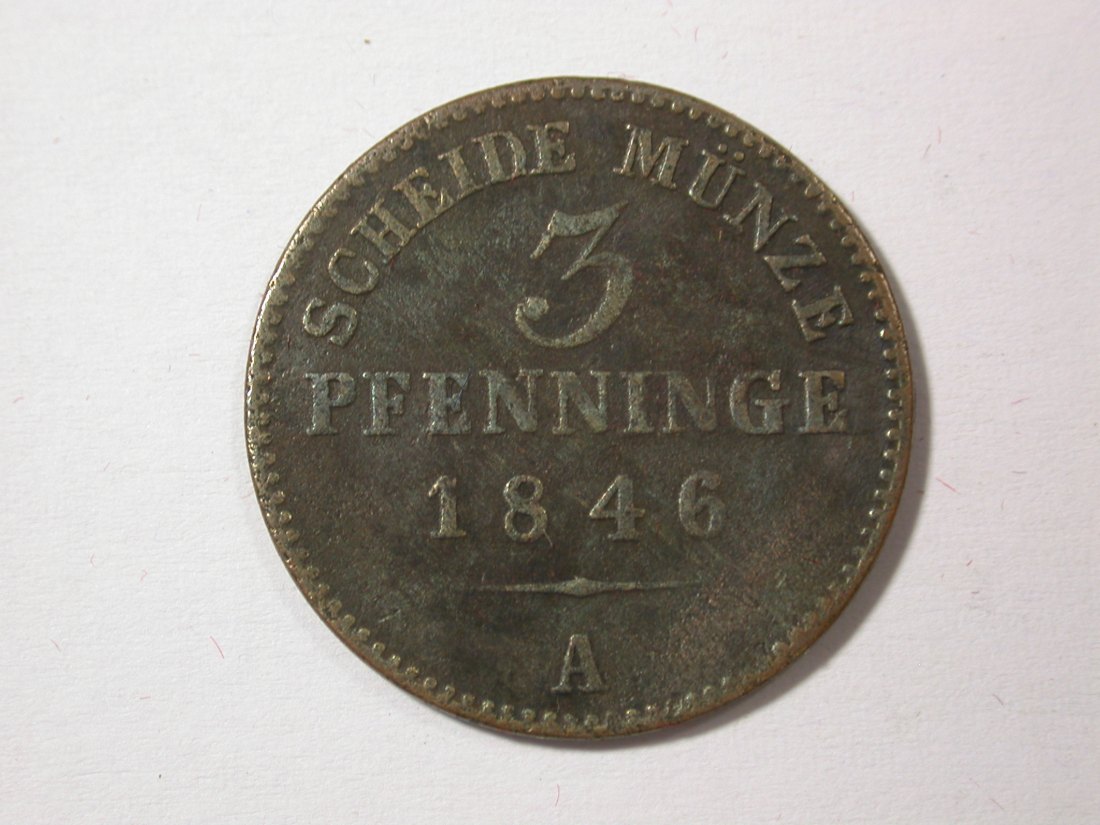  H10  Preussen  3 Pfennig 1846 A  Randfehler sonst s+ Originalbilder   