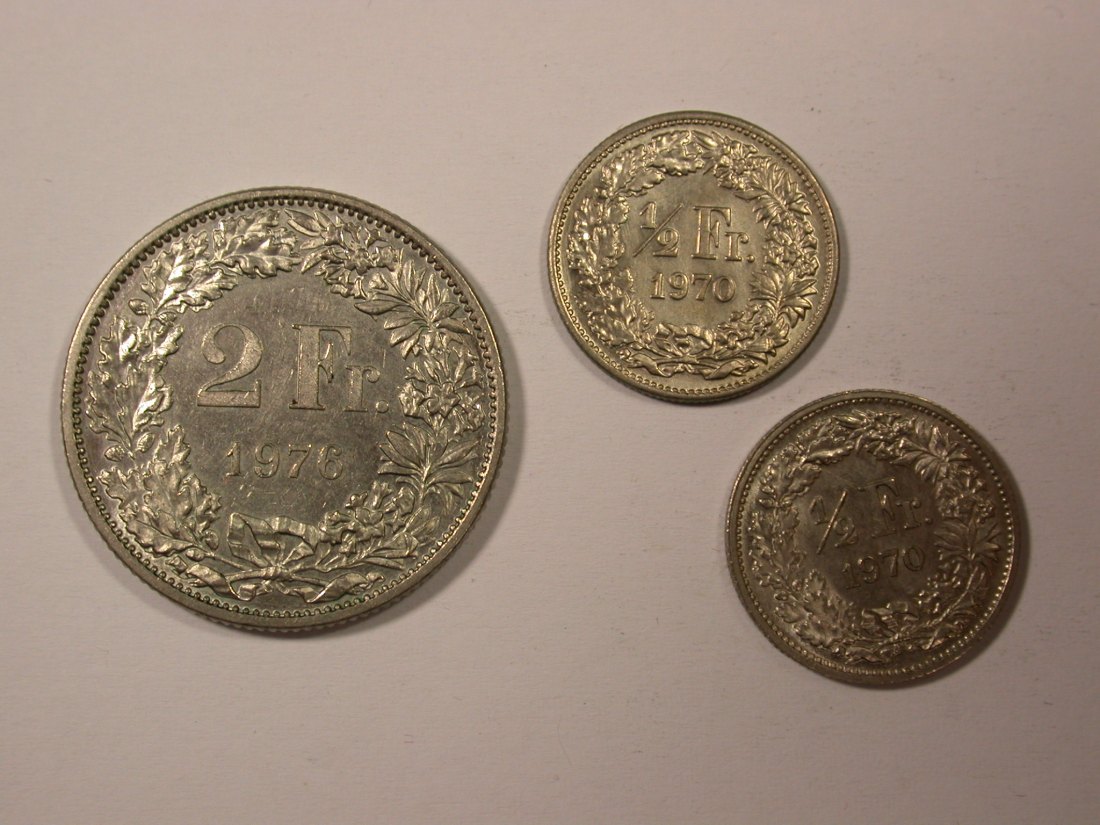 H11 Schweiz 3 Franken 1976 und 1970 in 1 x 2 und 2 x 1/2 besser Originalbilder