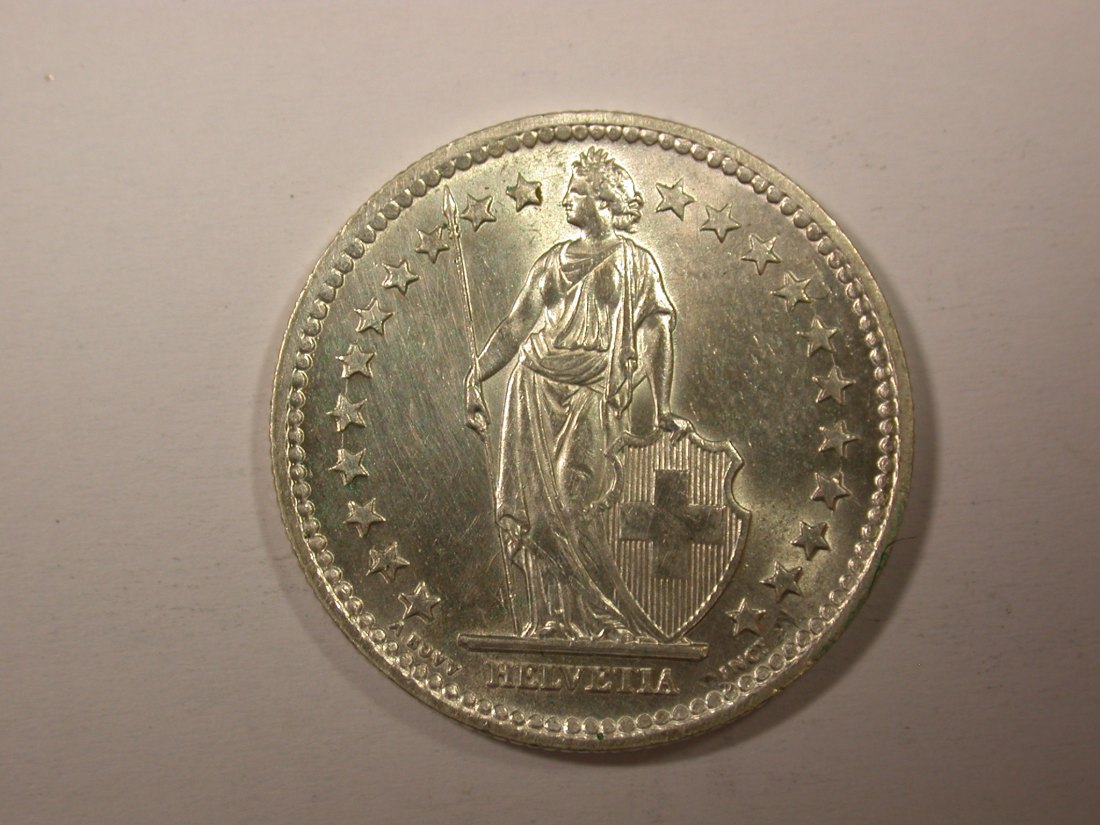  H11  Schweiz 2 Franken Silber 1948 in vz/vz-st   Originalbilder   