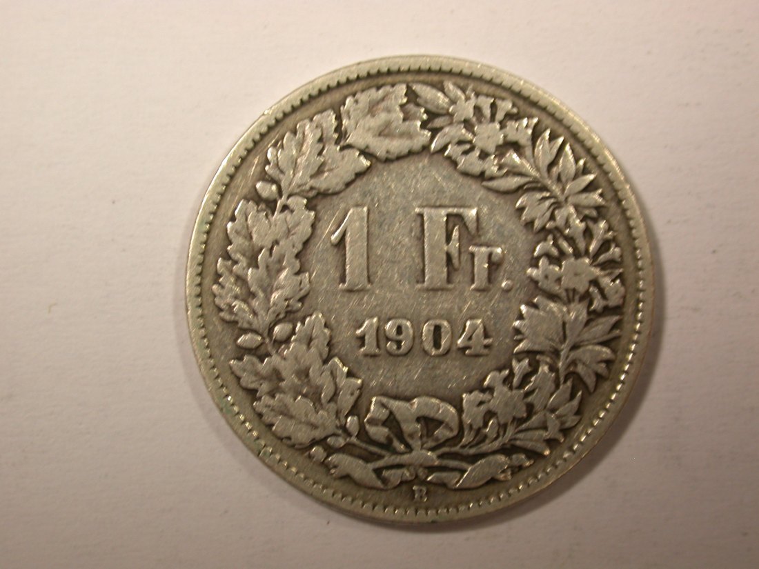 H11 Schweiz 1 Franken Silber 1904 in s-ss Originalbilder