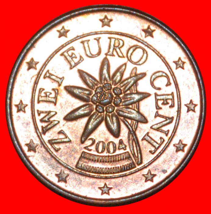 * FLOWER (2002-2023): AUSTRIA ★ 2 EURO CENTS 2004 MINT LUSTRE! ★LOW START ★ NO RESERVE!   