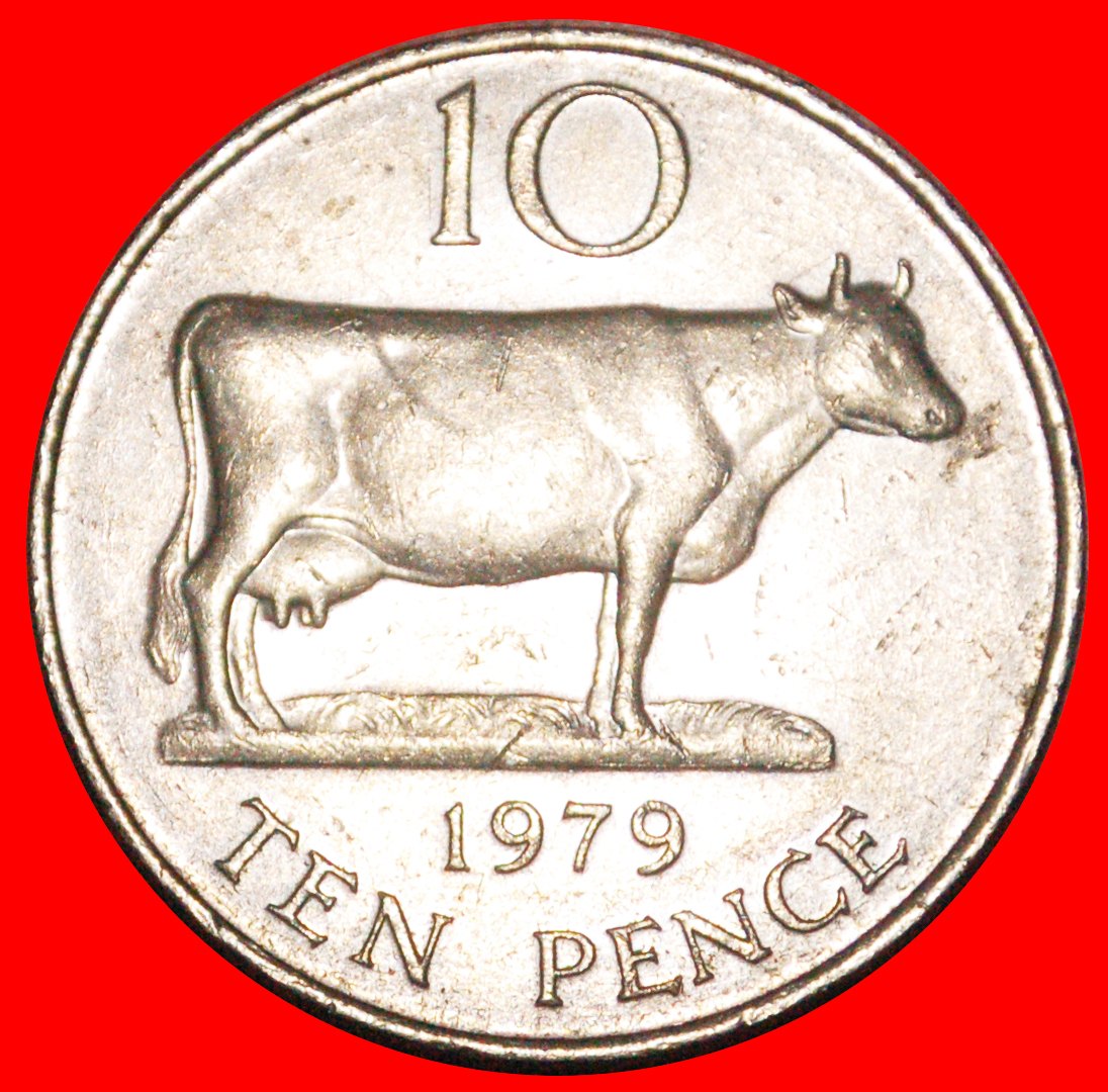  * GREAT BRITAIN: GUERNSEY ★ 10 PENCE 1979 COW! ELIZABETH II (1953-2022)★LOW START ★ NO RESERVE!   