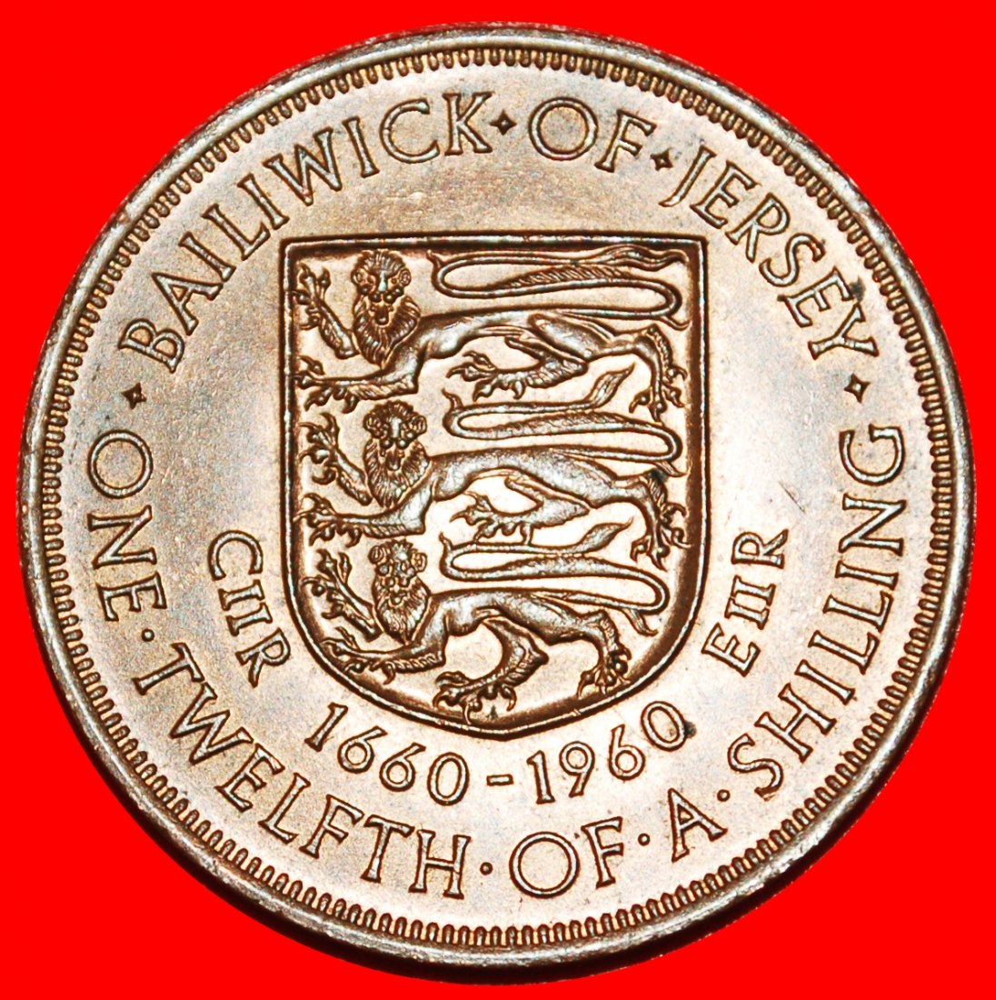  * GROSSBRITANNIEN KARL II. 1630–1685★JERSEY★1/12 SHILLING 1660-1960 STG STEMPELGLANZ★OHNE VORBEHALT!   