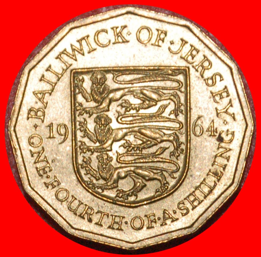 * GREAT BRITAIN: JERSEY ★ 1/4 SHILLING 1964 UNC★ELIZABETH II (1953-2022)★LOW START ★ NO RESERVE!