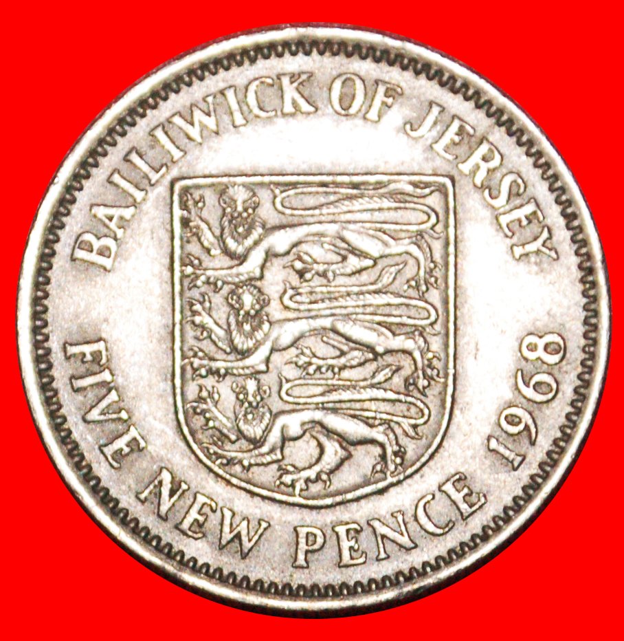  * GROSSBRITANNIEN 3 LÖWEN: JERSEY  ★ 5 NEU PENCE 1968! ELISABETH II. (1953-2022)★OHNE VORBEHALT!   