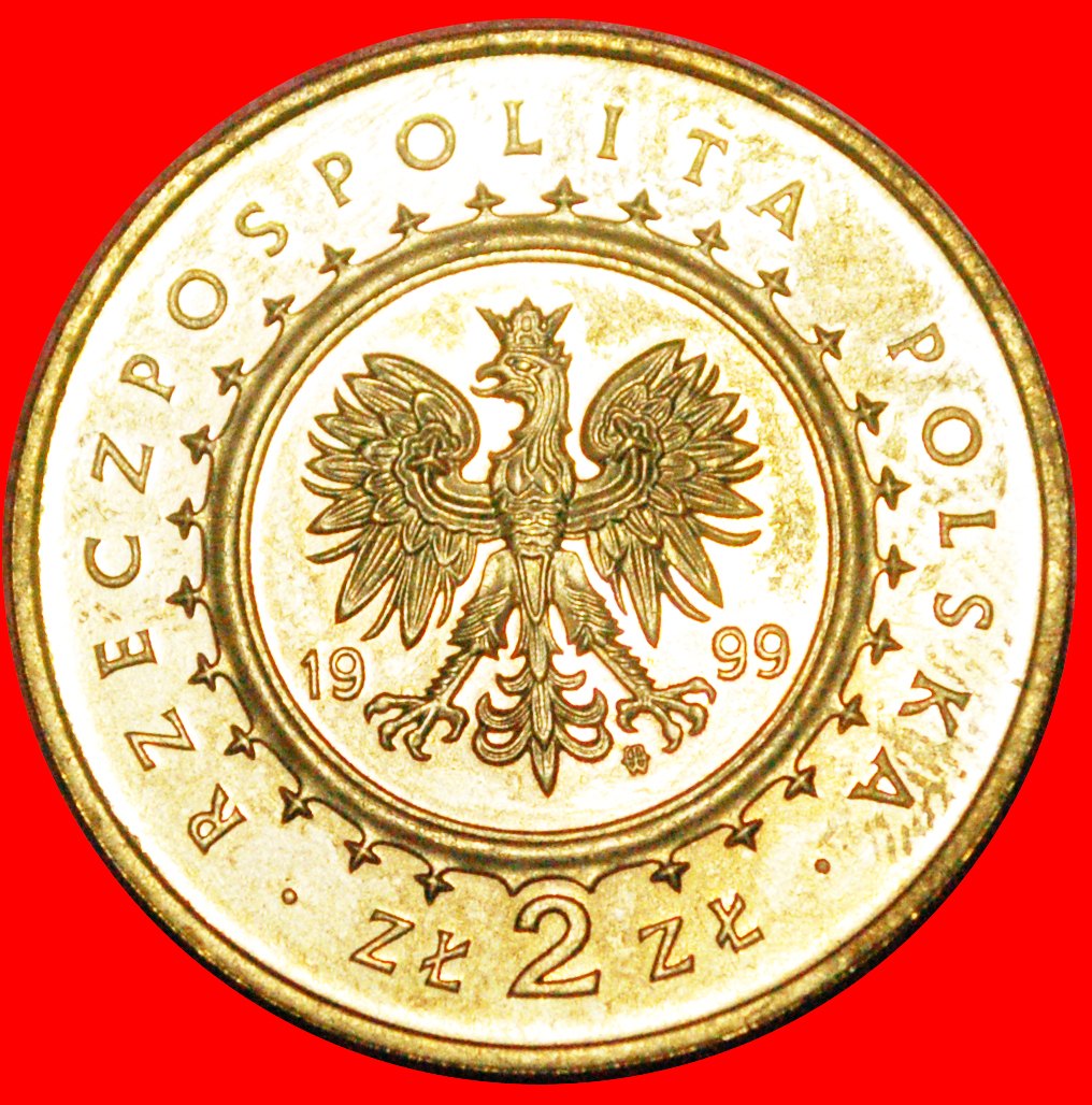  * READER AND DEER RARE: POLAND ★ 2 ZLOTY 1999 NORDIC GOLD UNC MINT LUSTRE! LOW START★ NO RESERVE!   