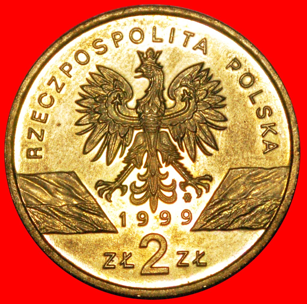 * WOLVES RARE: POLAND ★ 2 ZLOTY 1999 NORDIC GOLD UNC MINT LUSTRE! LOW START★ NO RESERVE!   