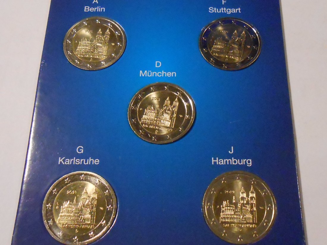  Deutschland 2 Euro Gedenkmünzen, 2021 Sachsen-Anhalt komplett A,D,F,G J   