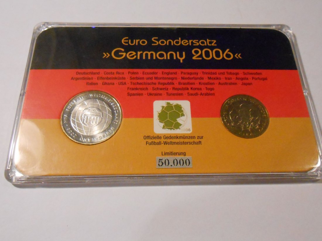  Deutschland EURO Sondersatz zur Fußballweltmeisterschaft 2006 mit 10 € Silber   