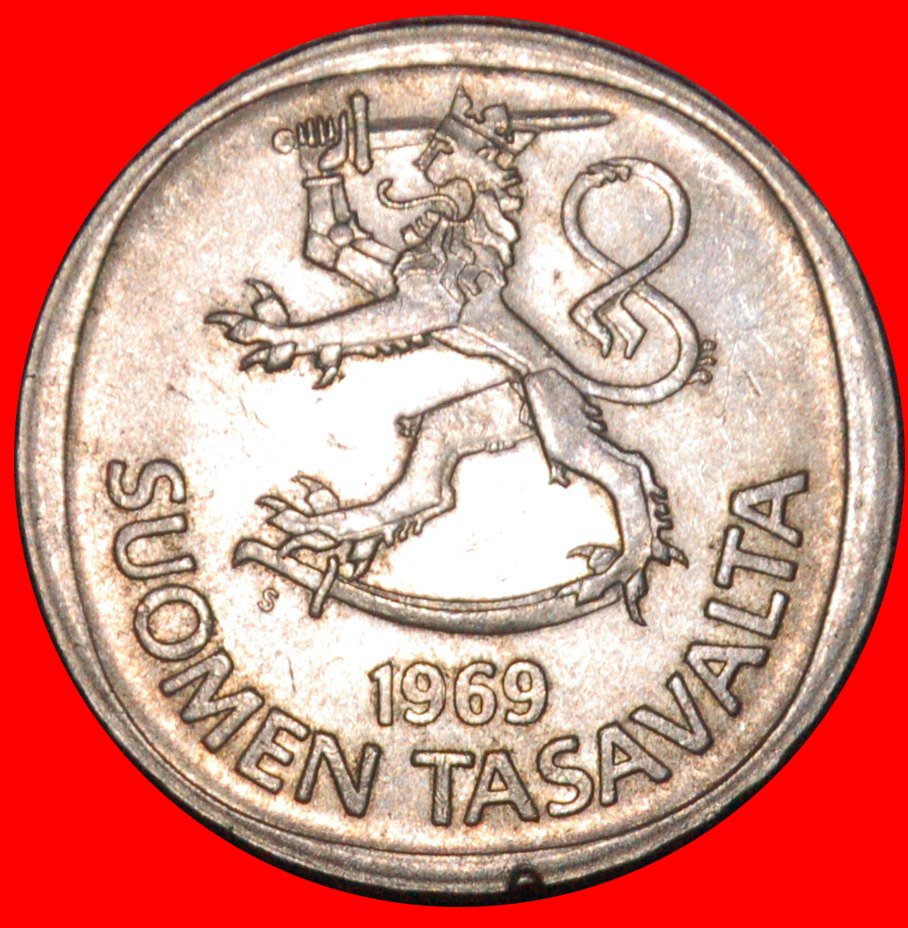 * LION (1969-1993): FINLAND ★ 1 MARK 1969S MINT LUSTRE UNCOMMON!★LOW START ★ NO RESERVE!!!