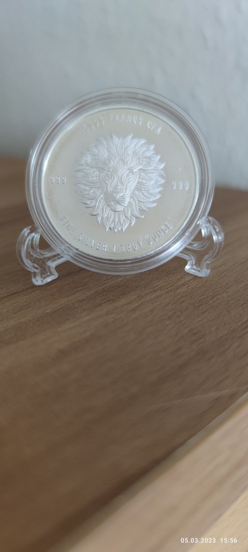  1 Oz Unze 0,999 Silber Mandala Löwe Republique du Tschad 5000 Francs CFA 2018   