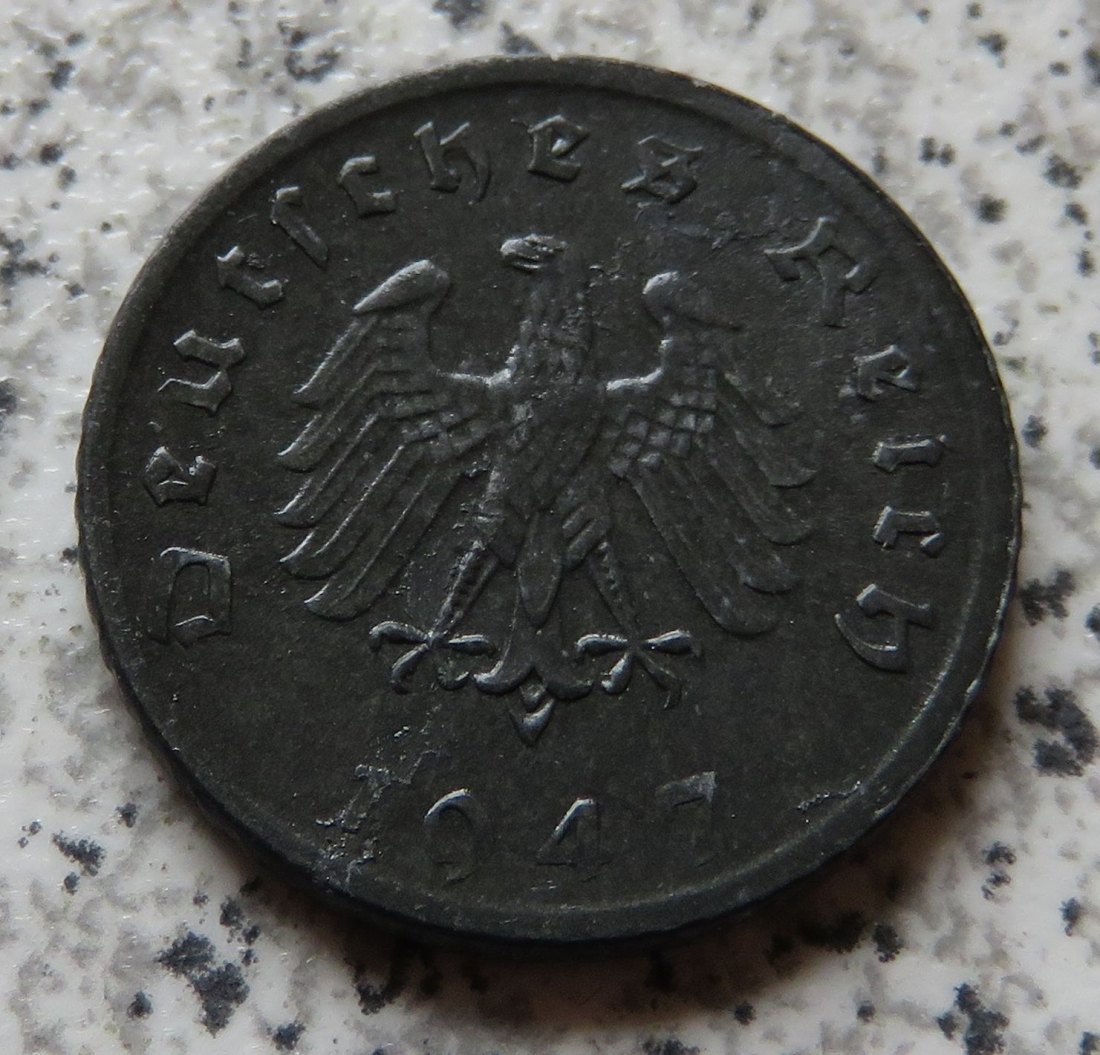  Alliierte Besatzung 5 Reichspfennig 1947 D, zaponiert   