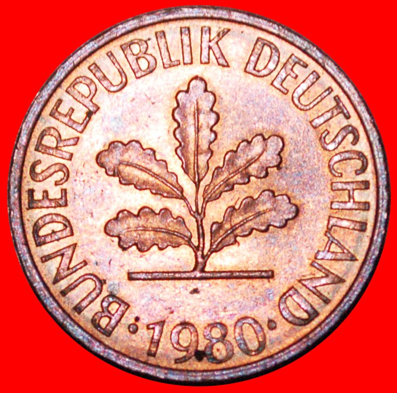  * RYE EARS (1967-2001): GERMANY ★ 2 PFENNIGS 1980J DIES 3+B! MINT LUSTRE! LOW START★ NO RESERVE!   