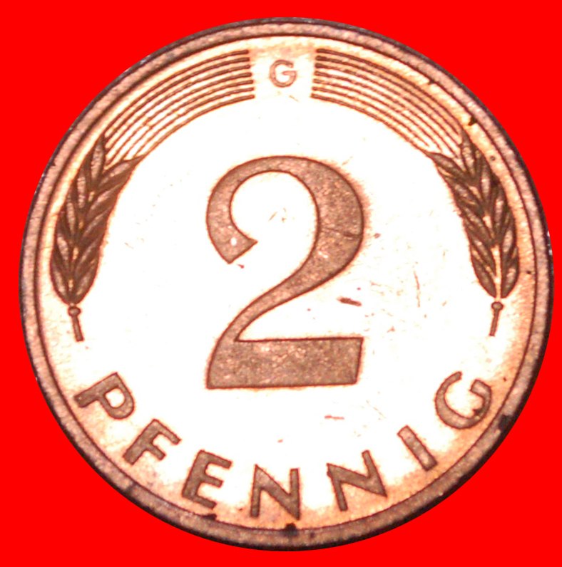  * RYE EARS (1967-2001): GERMANY ★ 2 PFENNIGS 1992G DIES 7+B! UNC MINT LUSTRE! LOW START★ NO RESERVE!   