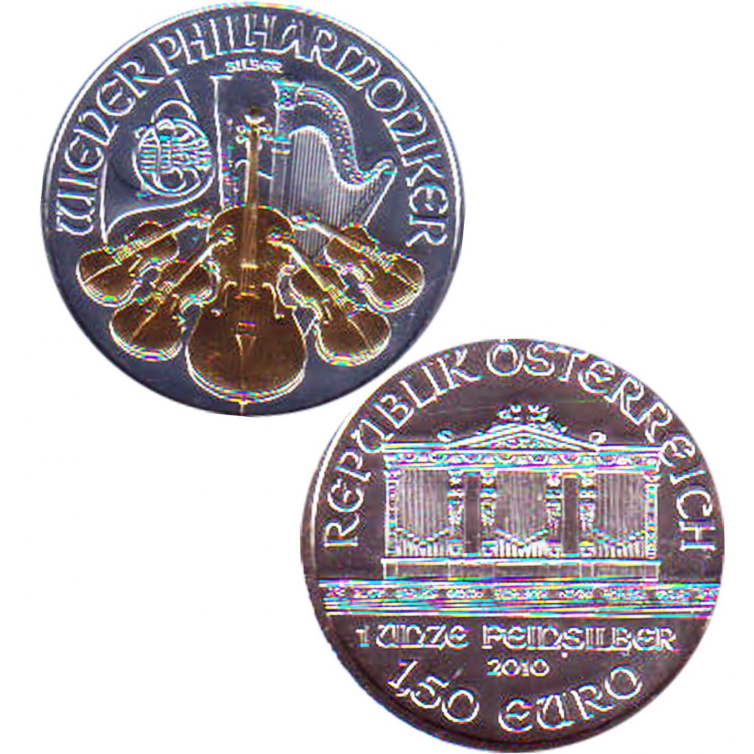  Österreich 1,50€ Silbermünze *Wiener Philharmoniker* 2010 mit 24Karat 1oz Silber nur 5.000St!   