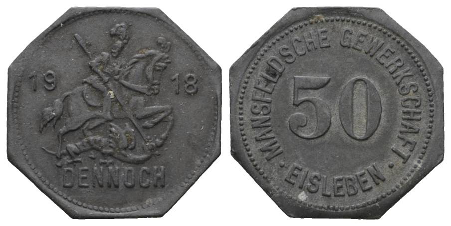  Deutschland; Eisleben 50 Pfennig 1918 Notgeld Mansfeldsche Gewerkschaft   