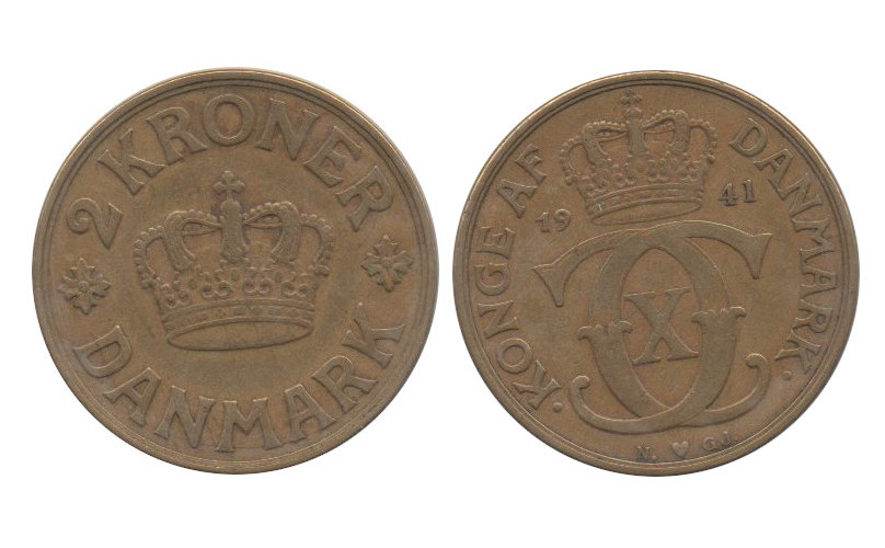  Dänemark Denmark 2 Kroner 1941 (h) N; GJ RAR   
