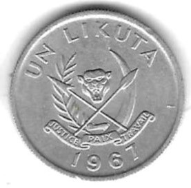  Kongo KDR 1 Likuta 1967, Alu, fast Stempelglanz, siehe Scan unten   