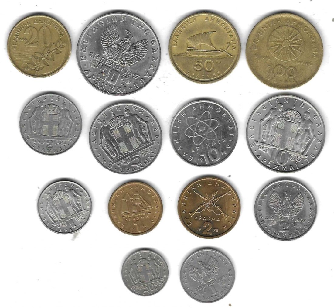  Griechenland Lot mit 14 verschied. Münzen, SS - Stempelglanz, Einzelaufstellung und Scan siehe unten   