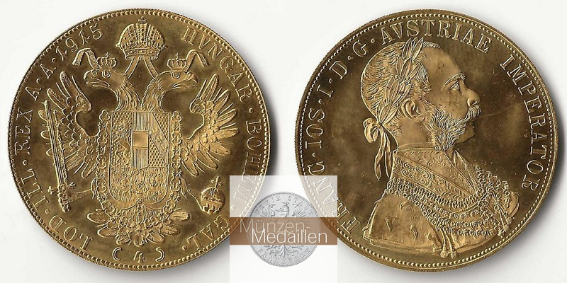 Österreich - Franz Joseph I. MM-Frankfurt  Feingold: 13,76g 4 Dukaten 1915 NP 