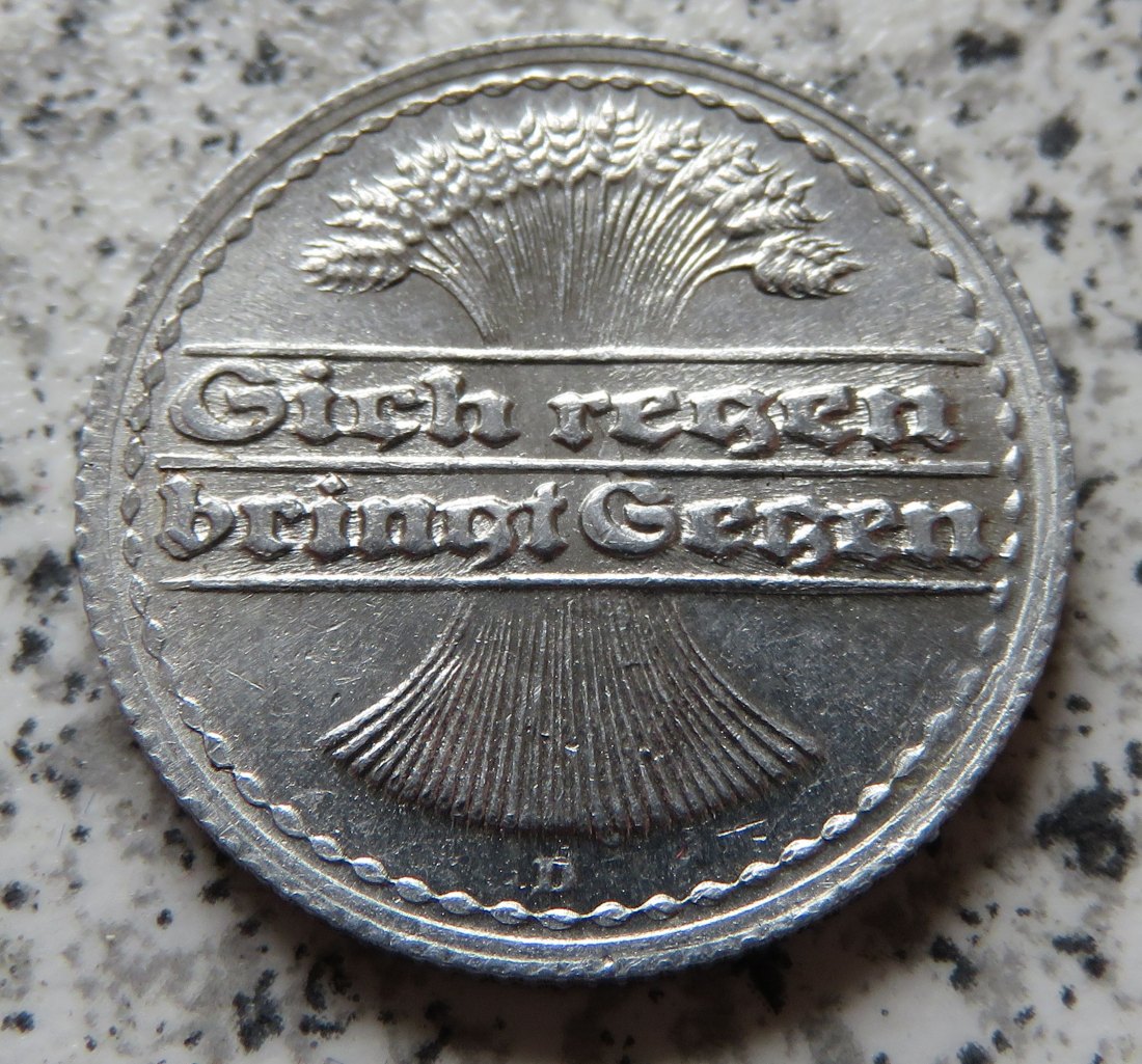  Weimarer Republik 50 Pfennig 1920 D, Doppelschlag   
