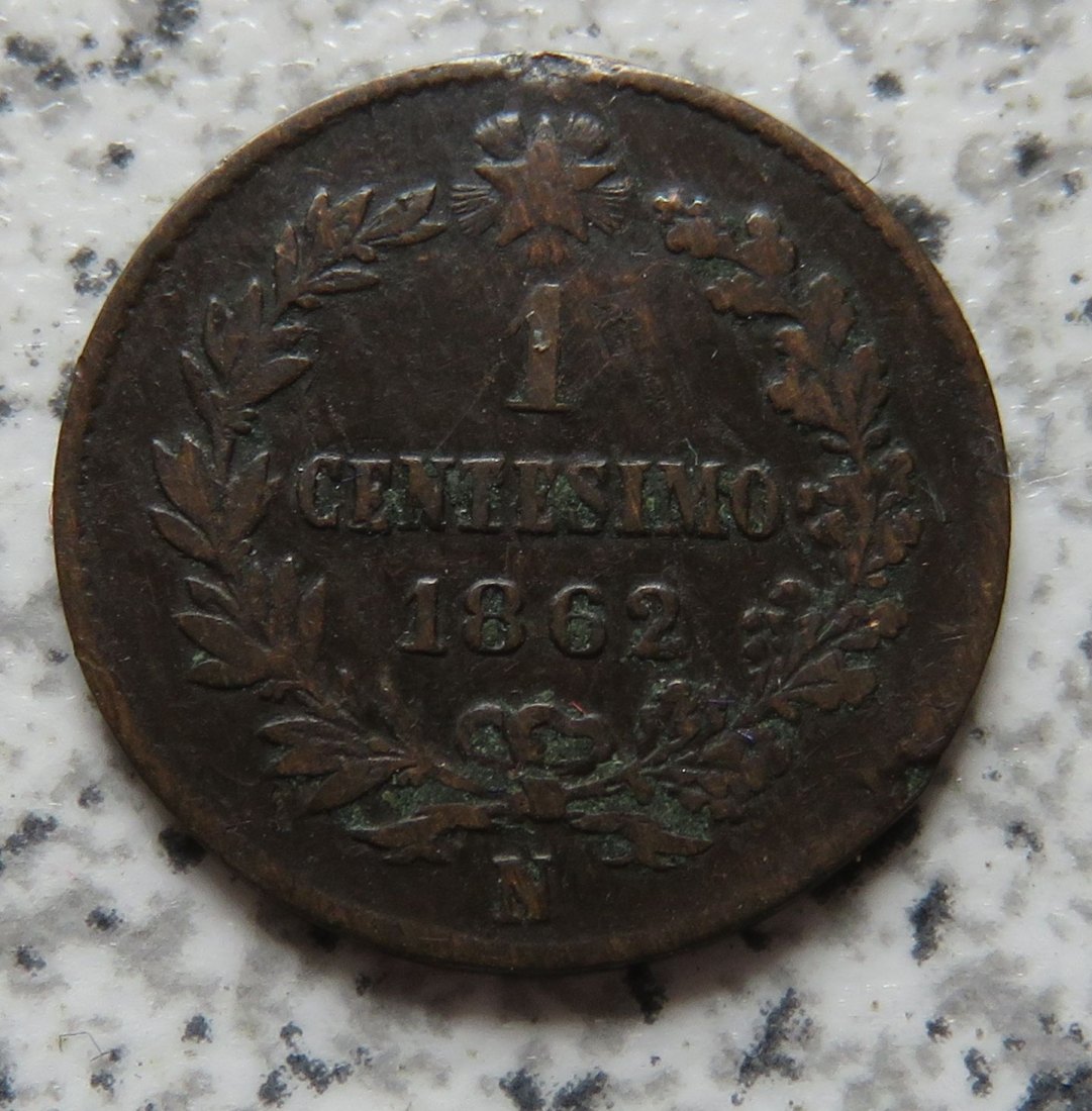  Italien 1 Centesimo 1862 N, Belegstück   