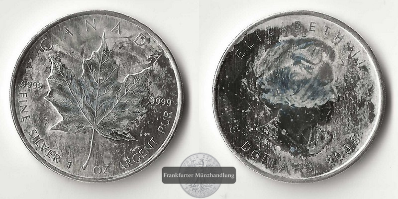 Kanada  5 Dollar Maple Leaf 2008  FM-Frankfurt Feinsilber: 31,1g   