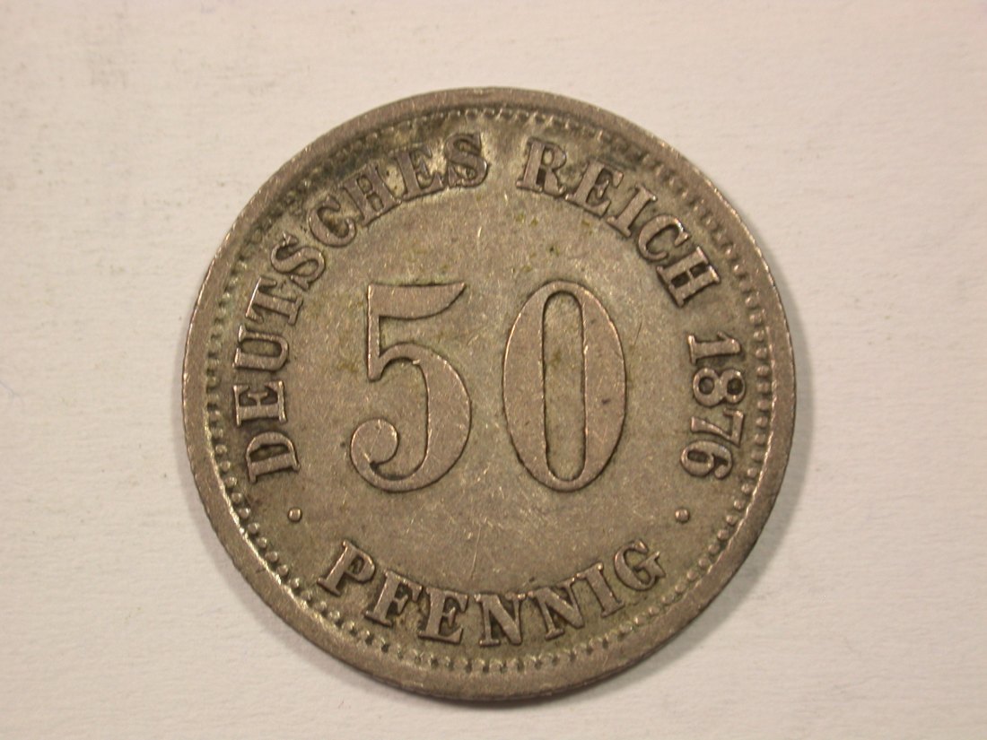  H12  KR  50 Pfennig  1876 D in ss+  Originalbilder   