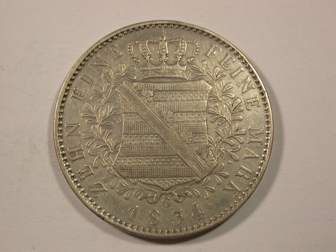  H12  Sachsen  1 Taler  1834 G  in sehr schön  Silber, echt  Originalbilder   