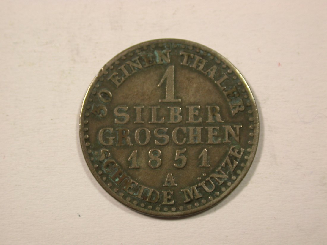 H12 Preussen 1 Silbergroschen 1851 A in f.ss Originalbilder