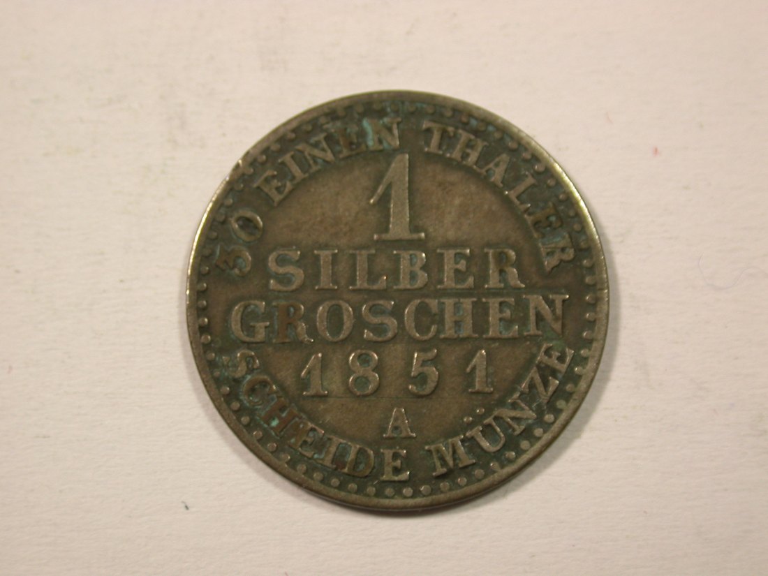  H12  Preussen  1 Silbergroschen  1851 A in f.ss  Originalbilder   