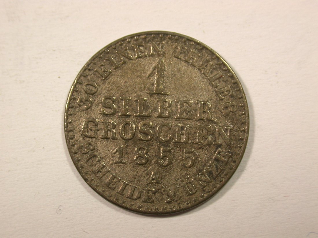 H12 Preussen 1 Silbergroschen 1855 A Belegstück Korrosionssp. Originalbilder