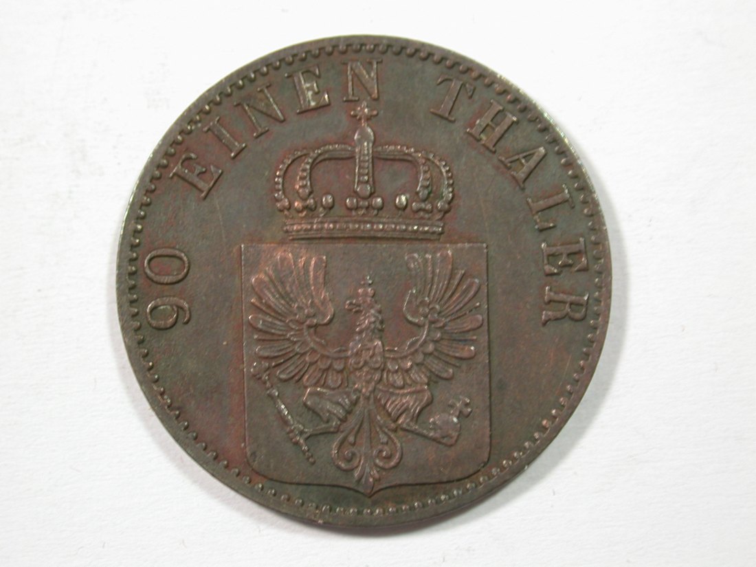  H12  Preussen  4 Pfennig 1860 A in f.vz, korrosionsspuren  Originalbilder   