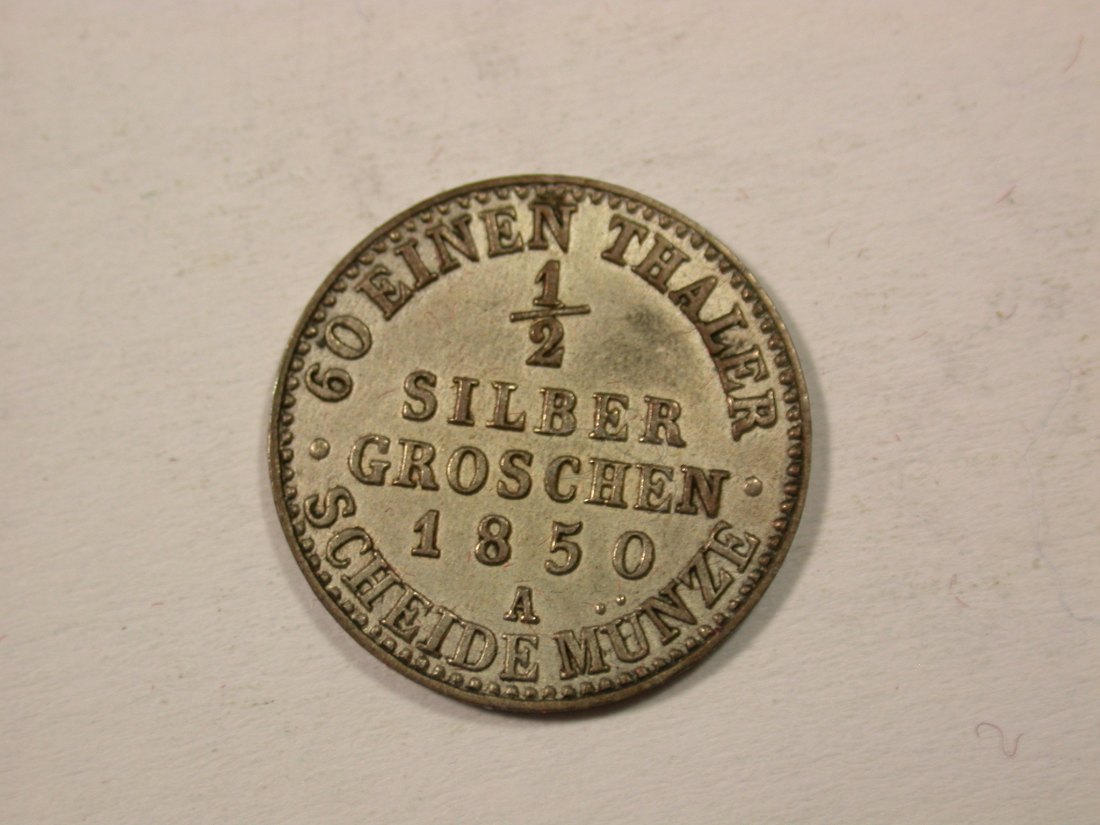 H12 Preussen 1/2 Silbergroschen 1850 A in vz-st/f.st !! Originalbilder