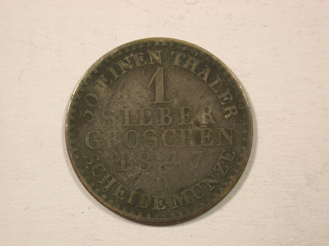  H12  Preussen  1 Silbergroschen 1847 D  Belegstück RR !!  Originalbilder   
