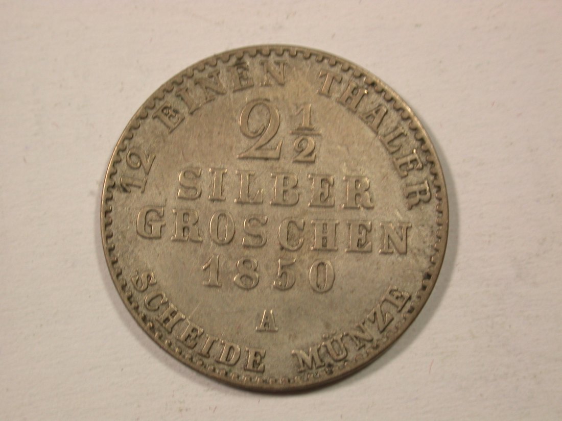 H12 Preussen 2,5 Silbergroschen 1850 A in ss Originalbilder