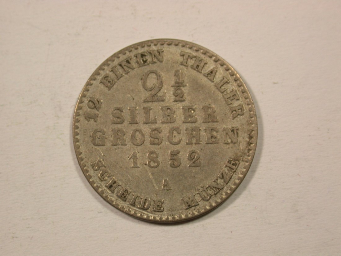H12 Preussen 2,5 Silbergroschen 1852 A in ss Originalbilder