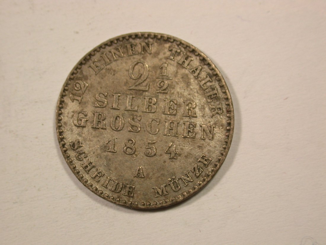  H12  Preussen  2,5 Silbergroschen 1854 A in  ss-vz  Originalbilder   