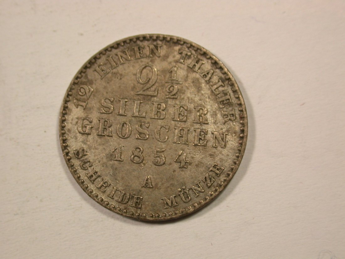 H12 Preussen 2,5 Silbergroschen 1854 A in ss-vz Originalbilder