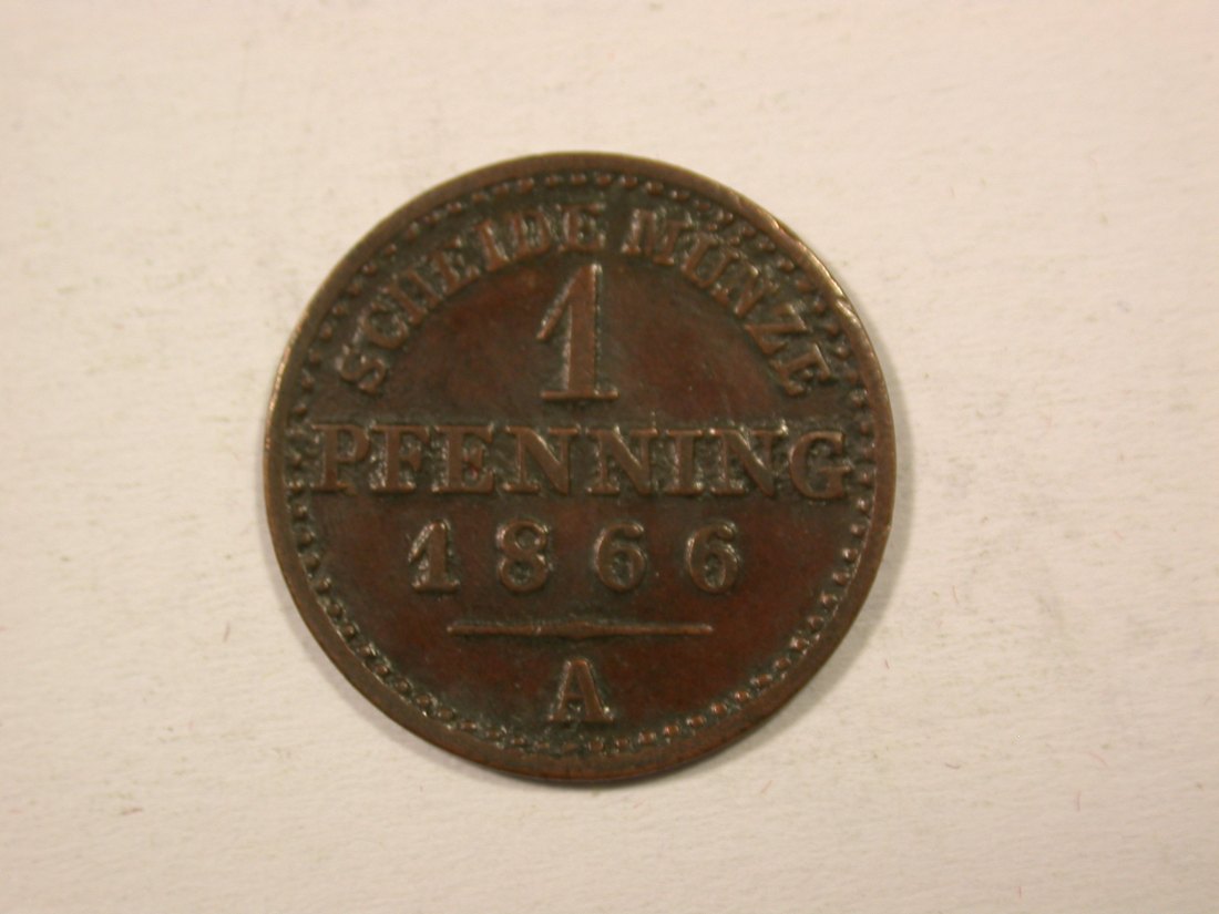 H12 Preussen 1 Pfennig 1866 A in ss Originalbilder