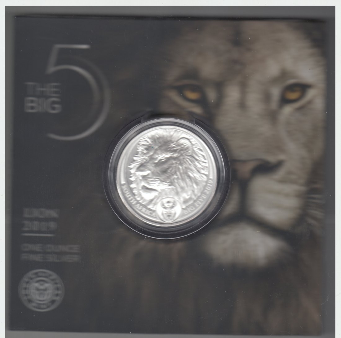 Südafrika, BIG FIVE, Löwe 2019, 1 unze oz Silber, nur 15000 Exemplare