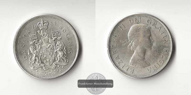  Kanada  50 Cents 1964 Queen Elizabeth II   FM-Frankfurt   Feinsilber: 9,33g   