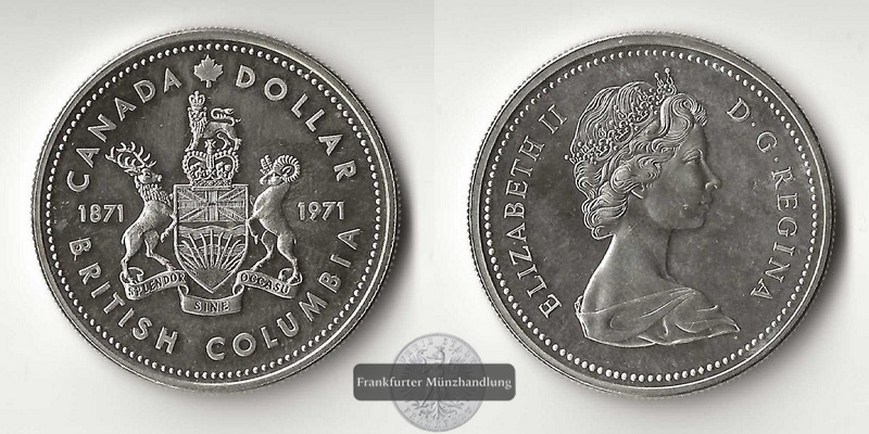 Kanada,  1 Dollar 1971  British Columbia    FM-Frankfurt    Feinsilber: 11,66g   