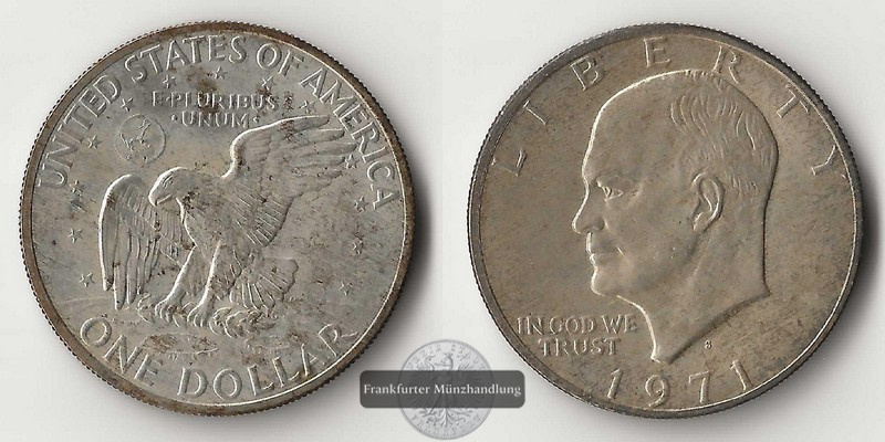  USA,  1 Dollar  1971  Eisenhower Dollar    FM-Frankfurt  Feinsilber: 9,72g   