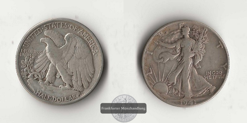  USA, Half Dollar  1941   Walking Liberty     FM-Frankfurt Feinsilber: 11,25g   